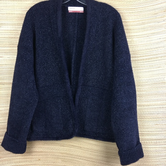 Anthropologie Pilcro Oliver Shine Metallic Cardigan Navy One Size - Picture 8 of 10